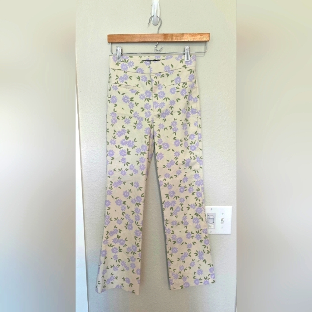 Zara Floral Straight Leg Pants Size XS